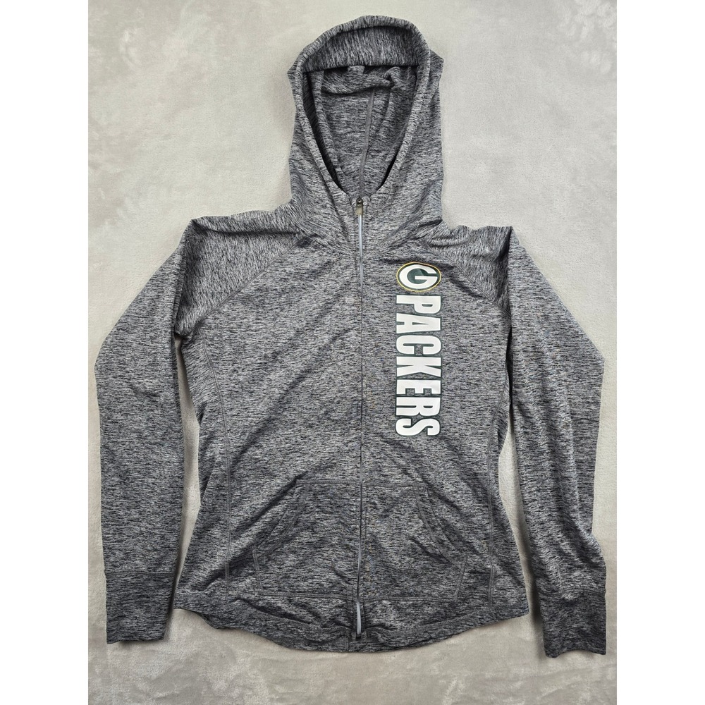 Green Bay Packers Hoodie Womens M/L Gray NFL Team Apparel Full Zip *Read